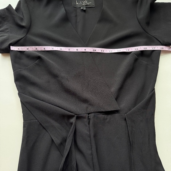 Nicole Miller Womens Collection Black Wrap Front Short Sleeve Jumpsuit 4 - Picture 6 of 14